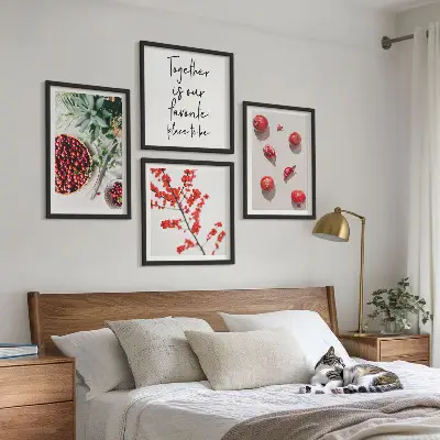 Set of 4 minimalist red fruit wall art pieces minimalist red fruit art print set