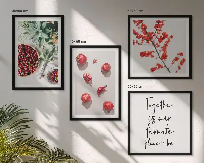 Set of 4 minimalist red fruit wall art pieces minimalist red fruit art print set