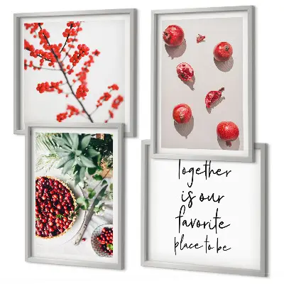 Set of 4 minimalist red fruit wall art pieces minimalist red fruit art print set