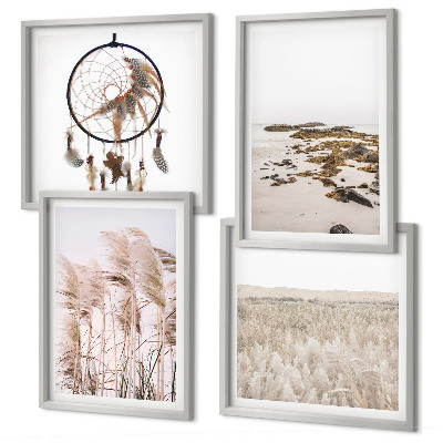 Wall art set Grass fields beach boho style