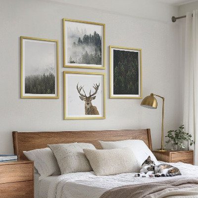 Wall art set Green forests misty landscape