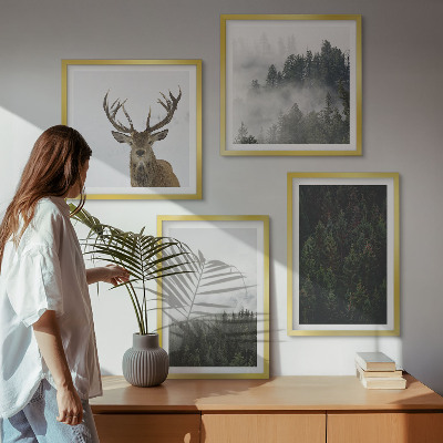 Wall art set Green forests misty landscape
