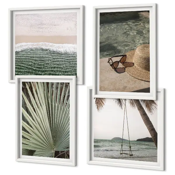 Beach Swing Leaf Wall Art set of 4 vacation themed decorative pieces