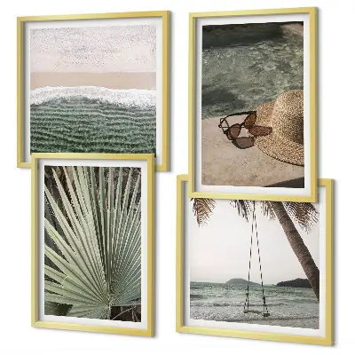 Beach Swing Leaf Wall Art set of 4 vacation themed decorative pieces