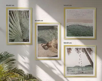 Beach Swing Leaf Wall Art set of 4 vacation themed decorative pieces