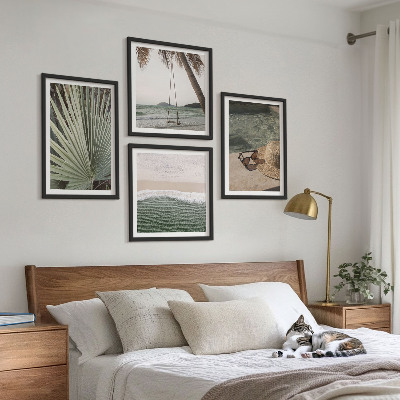Set of 4 wall art pieces Beach swing leaf vacation