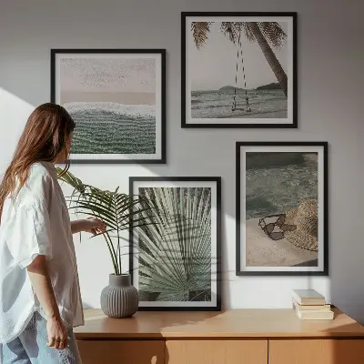 Beach Swing Leaf Wall Art set of 4 vacation themed decorative pieces