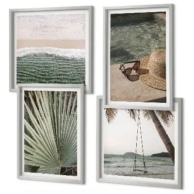 Beach Swing Leaf Wall Art set of 4 vacation themed decorative pieces