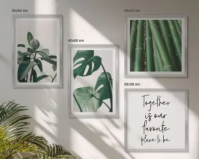 Bamboo plant leaves wall decor set multi-piece display