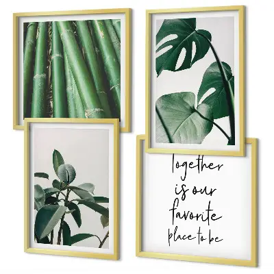 Bamboo plant leaves wall decor set multi-piece display