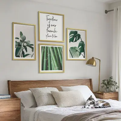 Bamboo plant leaves wall decor set multi-piece display