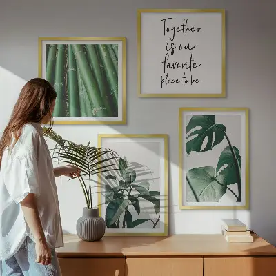 Bamboo plant leaves wall decor set multi-piece display