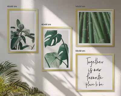 Bamboo plant leaves wall decor set multi-piece display