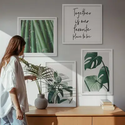 Bamboo plant leaves wall decor set multi-piece display