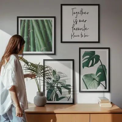 Bamboo plant leaves wall decor set multi-piece display