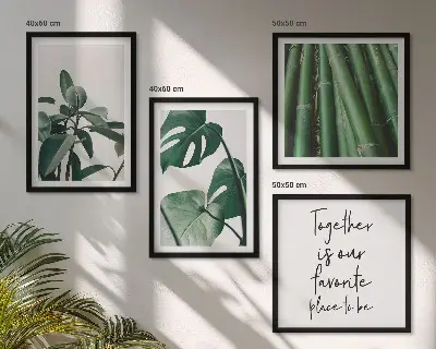 Bamboo plant leaves wall decor set multi-piece display
