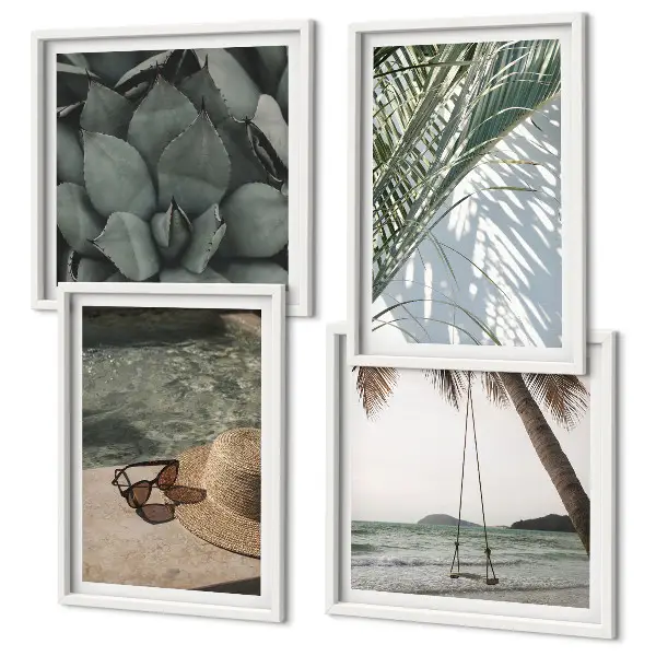 Tropical plants wall art set vacation theme
