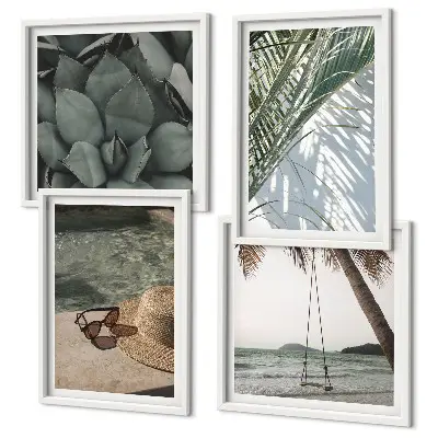 Tropical plants wall art set vacation theme