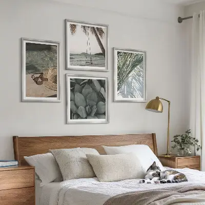 Tropical plants wall art set vacation theme
