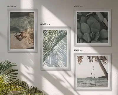 Tropical plants wall art set vacation theme