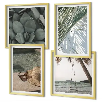 Tropical plants wall art set vacation theme