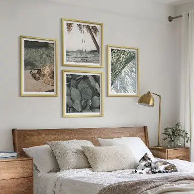 Tropical plants wall art set vacation theme
