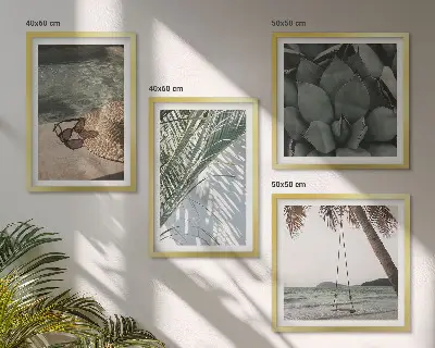 Tropical plants wall art set vacation theme