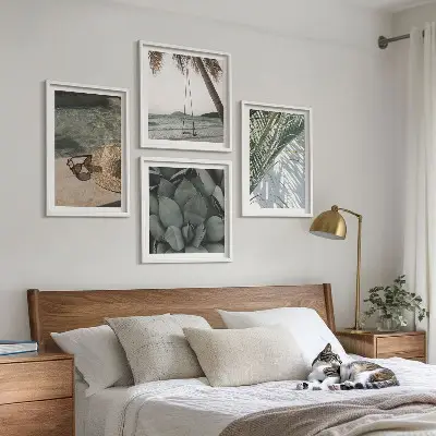 Tropical plants wall art set vacation theme