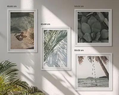 Tropical plants wall art set vacation theme