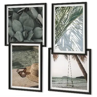 Tropical plants wall art set vacation theme