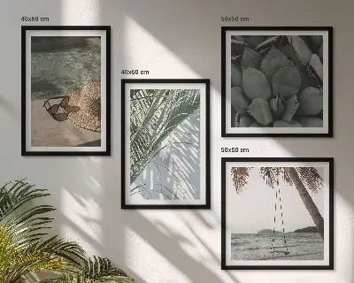 Tropical plants wall art set vacation theme