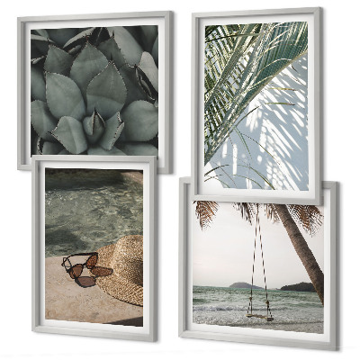 Wall art set Tropical plants for vacation