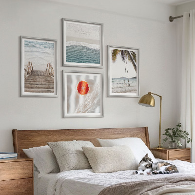 Set of 4 wall art pieces Beach wooden stairs atmosphere