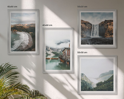 Multi-piece wall decor set Mountain beaches clouds water