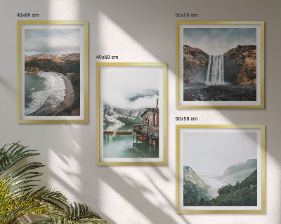 Multi-piece wall decor set Mountain beaches clouds water