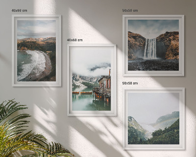 Multi-piece wall decor set Mountain beaches clouds water