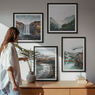 Multi-piece wall decor set Mountain beaches clouds water