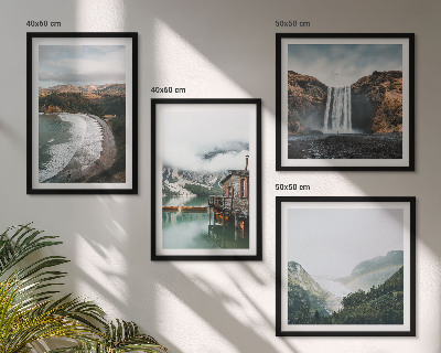 Multi-piece wall decor set Mountain beaches clouds water