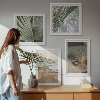 Wall art set Water beach hat sunglasses