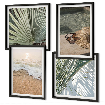 Wall art set Water beach hat sunglasses