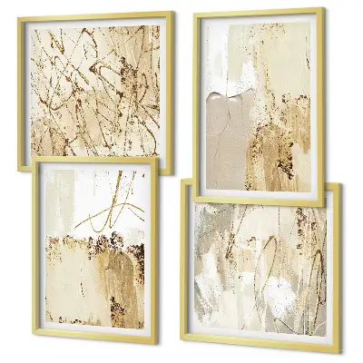 Wall art set Abstract patterns beige white