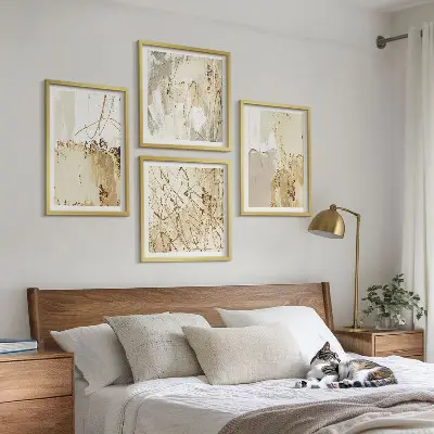 Wall art set Abstract patterns beige white