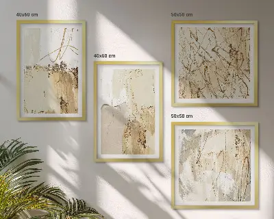 Wall art set abstract patterns in beige and white