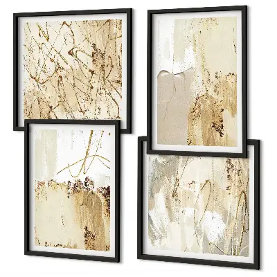 Wall art set abstract patterns in beige and white