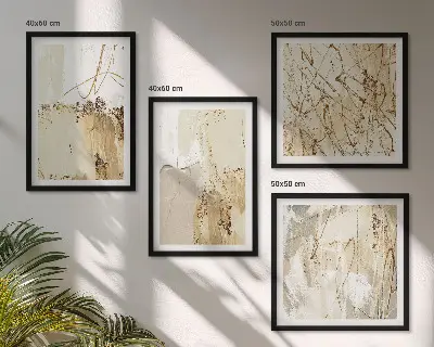 Wall art set abstract patterns in beige and white