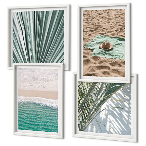 Set of 4 wall art pieces Holiday views beach sea