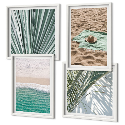 Set of 4 wall art pieces Holiday views beach sea