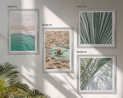 Set of 4 wall art pieces featuring holiday beach and sea views