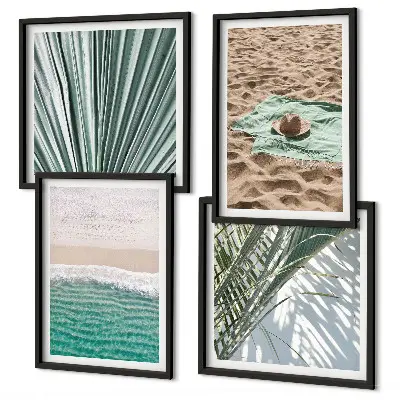 Set of 4 wall art pieces featuring holiday beach and sea views