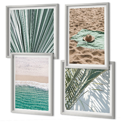 Set of 4 wall art pieces Holiday views beach sea